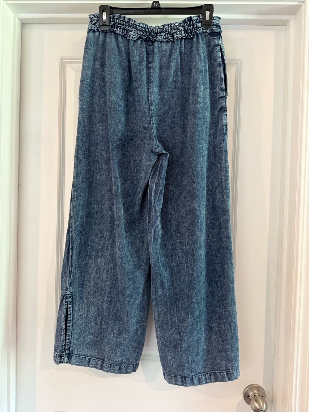 Anthropologie washed blue paper bag waist wide leg pants size small - Picture 4 of 6